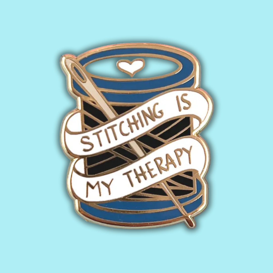 Stitching Is My Therapy Magnetic Enamel Needle Minder