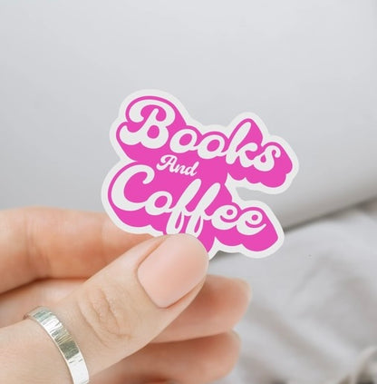 Books And Coffee Pink Bookish Sticker