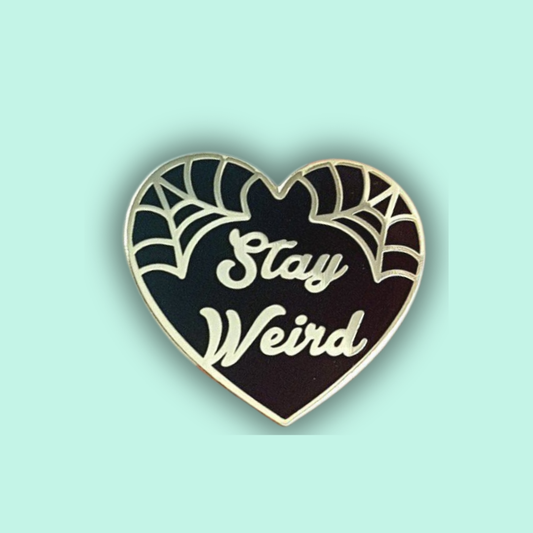 Stay Weird Black Heart Enamel Lapel Pin