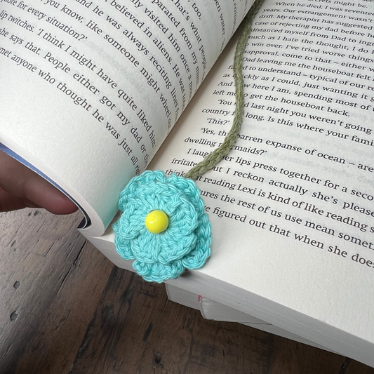 Blue Flower Crochet Bookmark