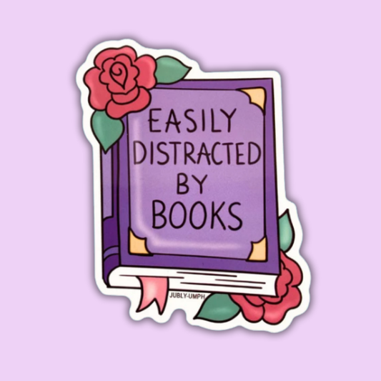 Easily Distracted By Books Sticker