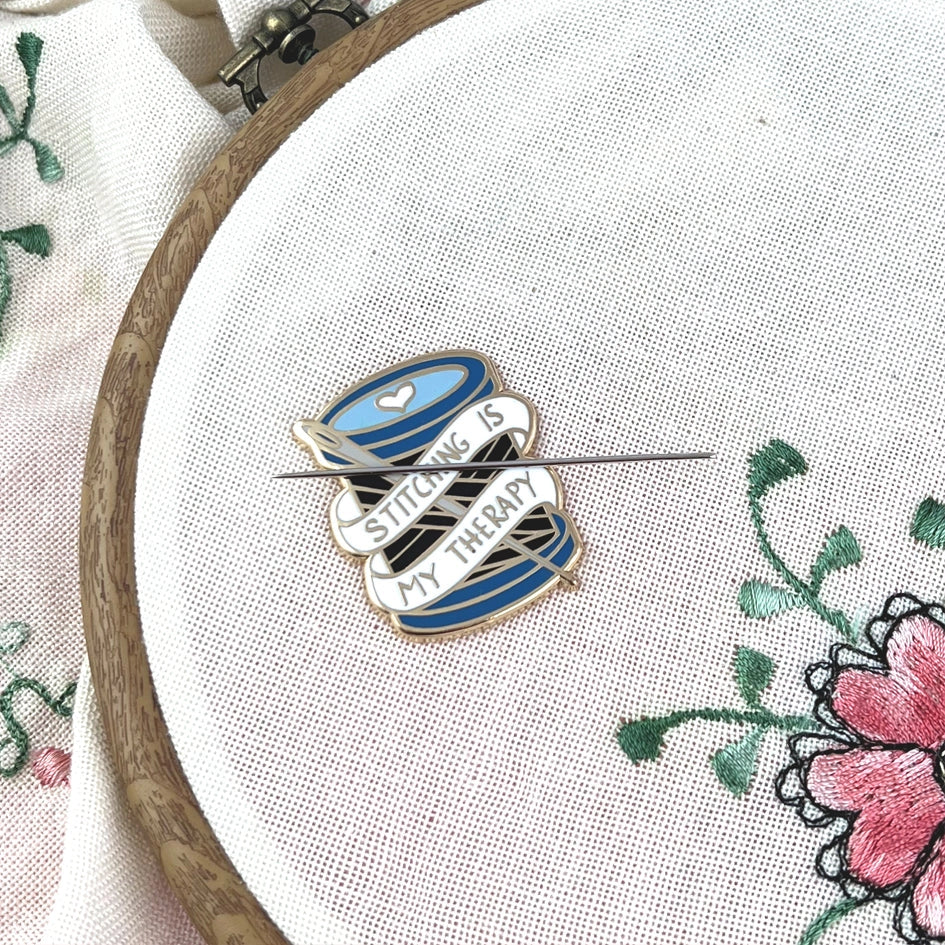 Stitching Is My Therapy Magnetic Enamel Needle Minder