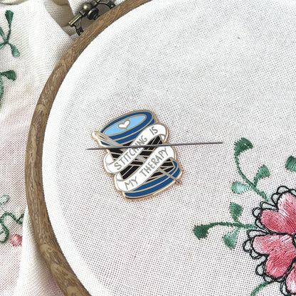 Stitching Is My Therapy Magnetic Enamel Needle Minder