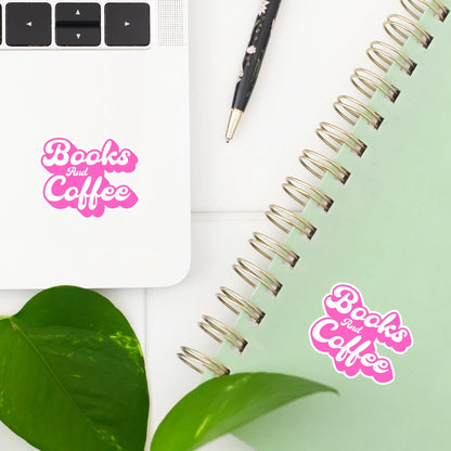 Books And Coffee Pink Bookish Sticker