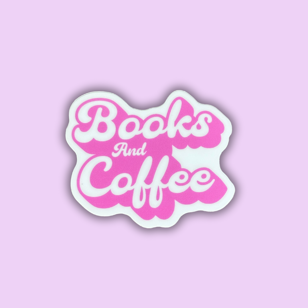 Books And Coffee Pink Bookish Sticker