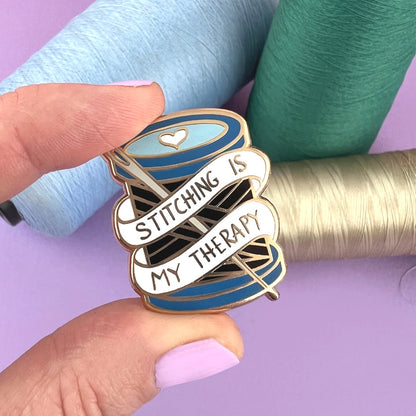 Stitching Is My Therapy Magnetic Enamel Needle Minder