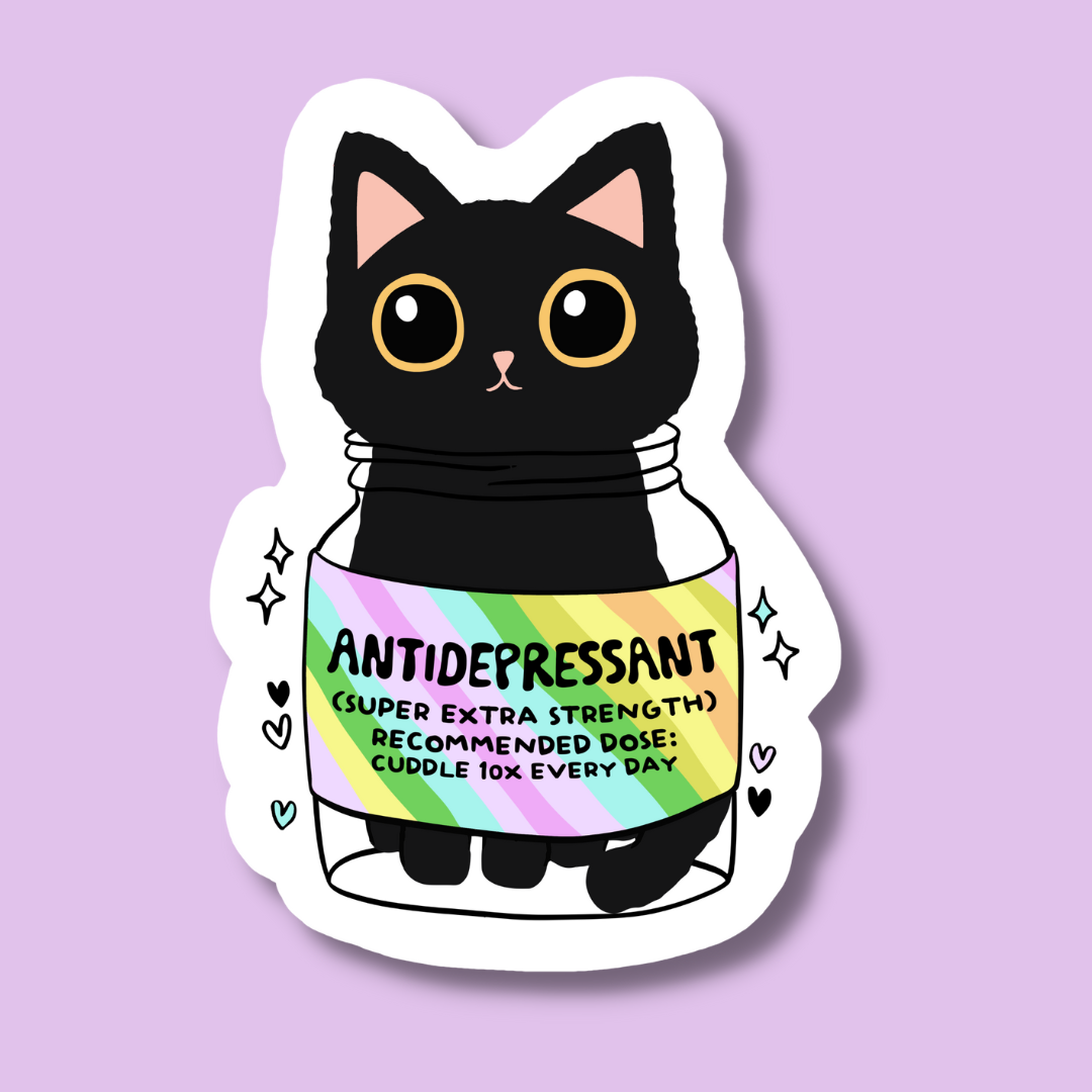 Antidepressant Prescription Cat Sticker