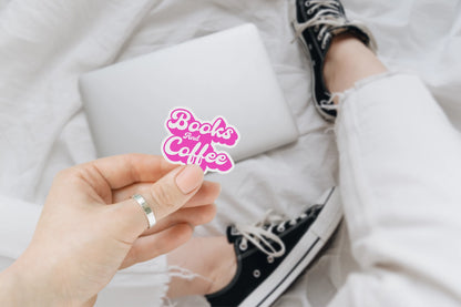 Books And Coffee Pink Bookish Sticker